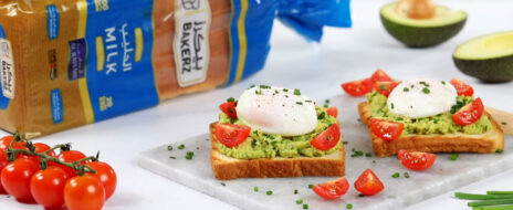 Milk bread Avocado toast with egg and tomato